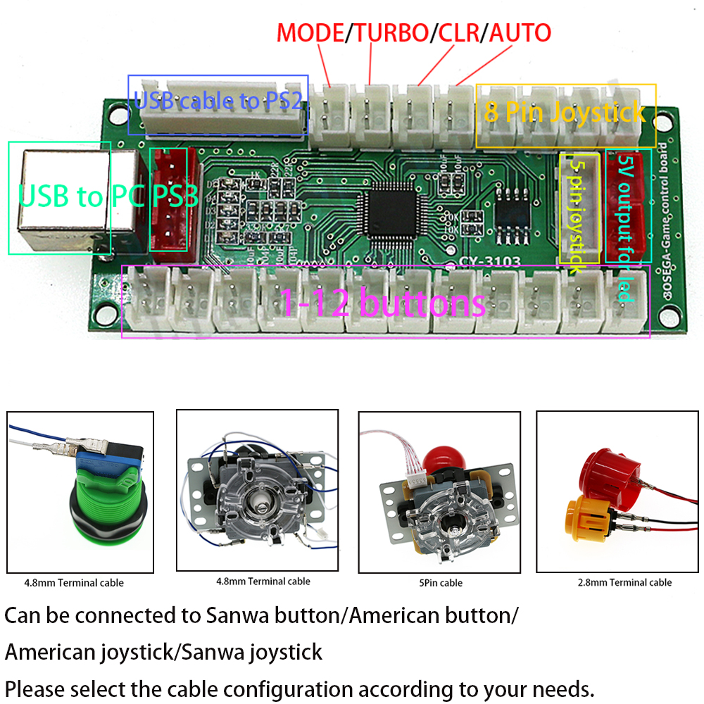 PC360 PS2 & PS3 4 In 1 Arcade  - Arcade Button Pcb avis et prix