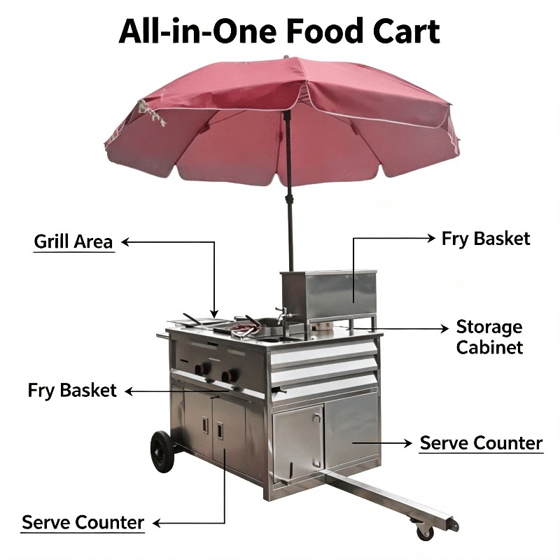 Portable Stainless Steel Food  - Hot Dog Vending Cart avis et prix