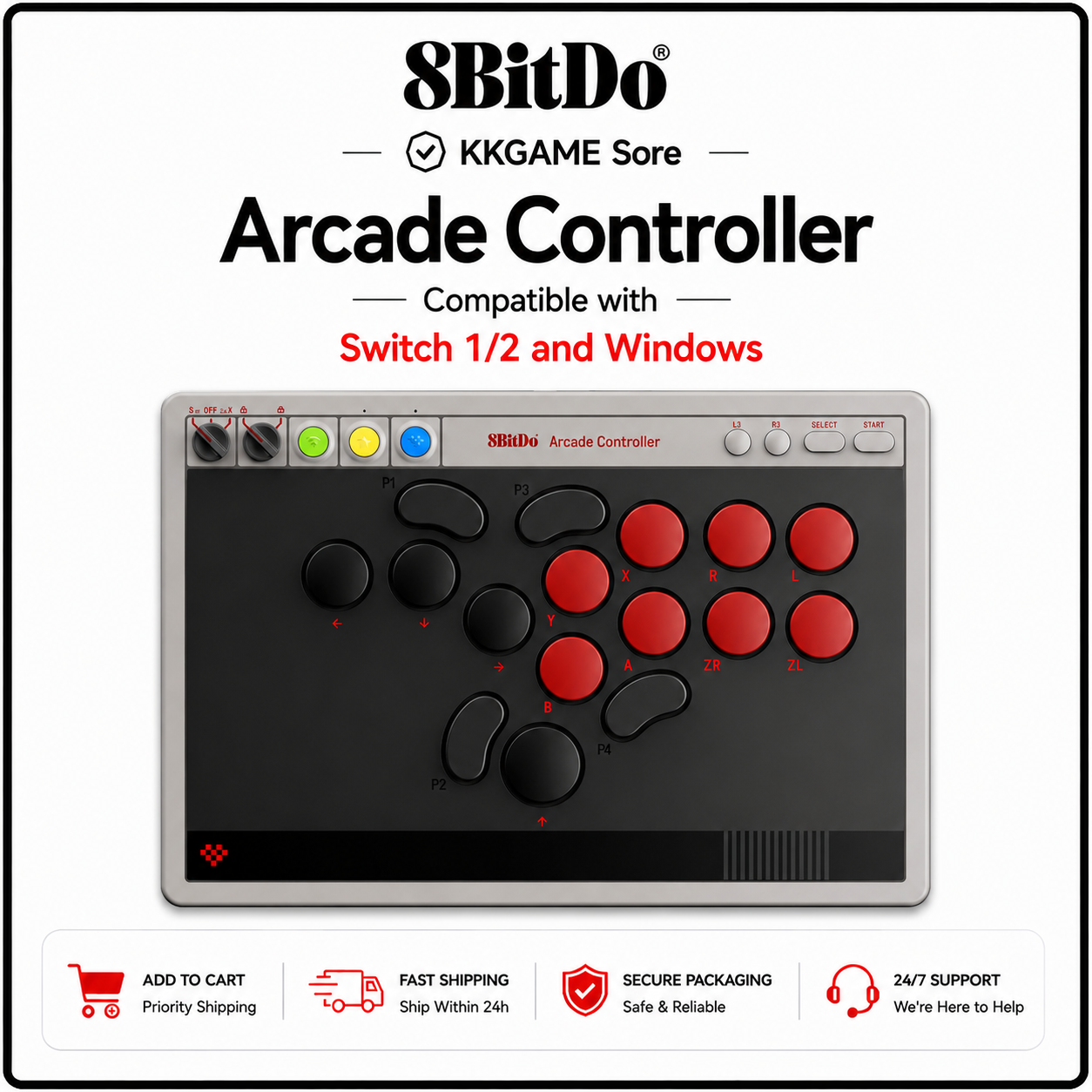 8BitDo All-Button Arcade Game  - Arcade Button Pcb avis et prix