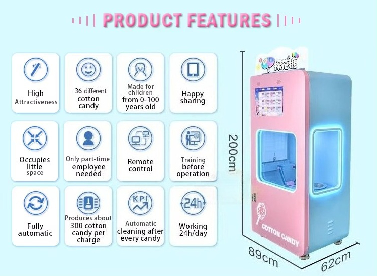 Outdoor Fully Automatic Cotton - Candy Vending Machine avis et prix