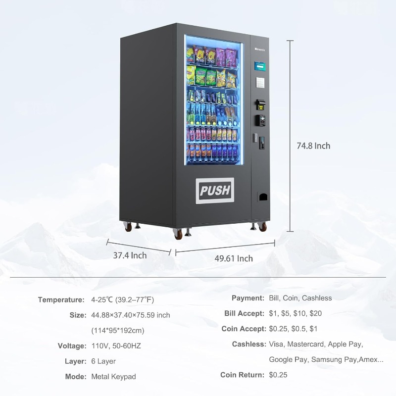 Customized Large 60 Slots Snac - Bill Acceptor Vending avis et prix